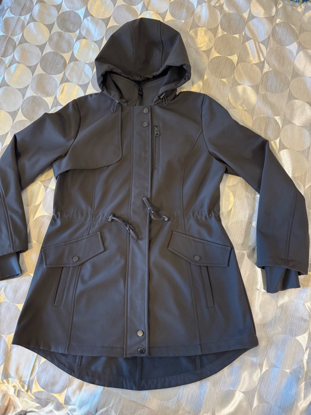 Beautiful French Connection Hooded Trench Coat in Charcoal